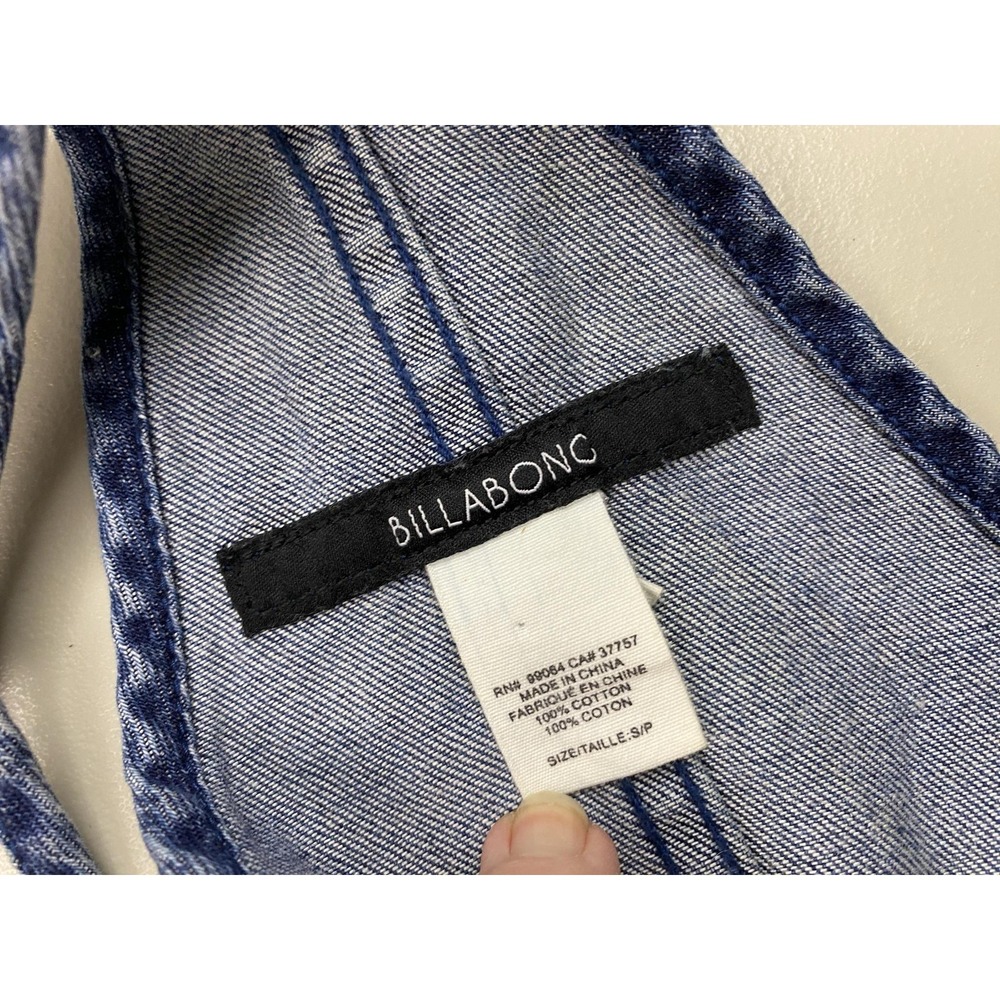 Billabong Denim Overalls Womens Small Blue Jean Bib Strappy Distressed 32x26 - Picture 6 of 8